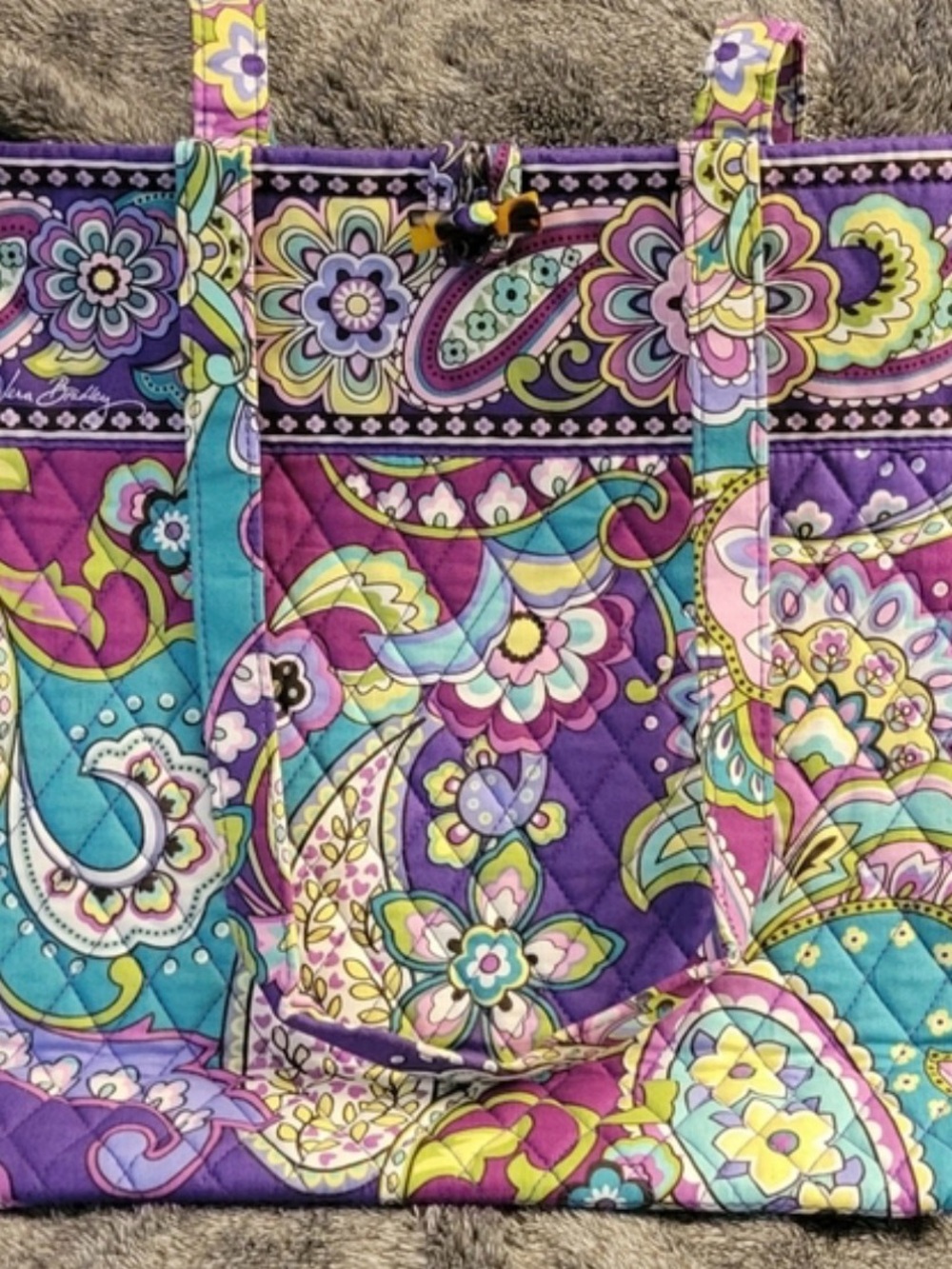 Vera Bradley Side by Side Tote Floral Quilted Purple & Green
